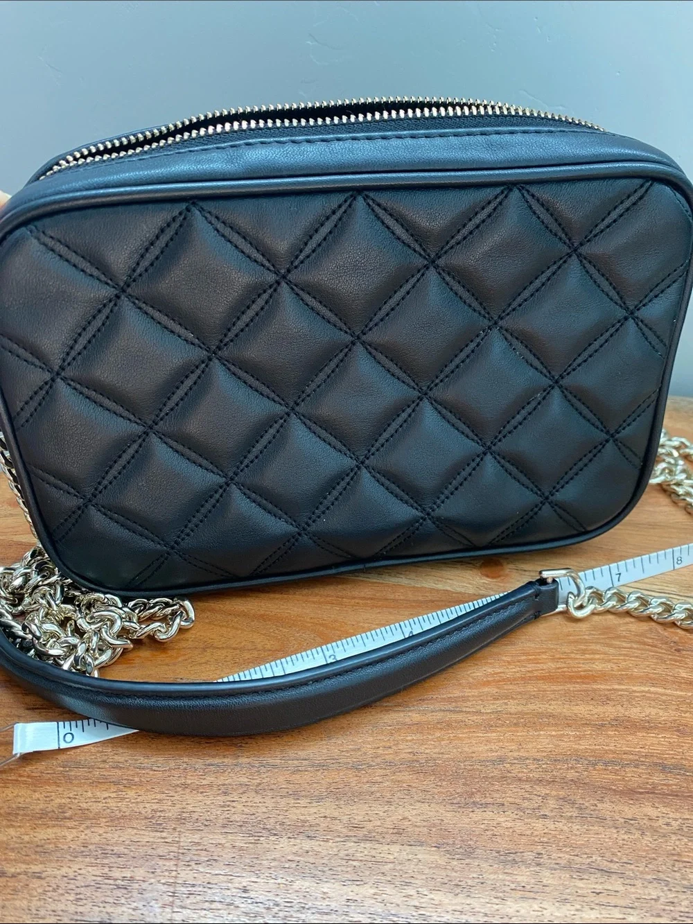kate spade black quilted leather chain-strap crossbody
